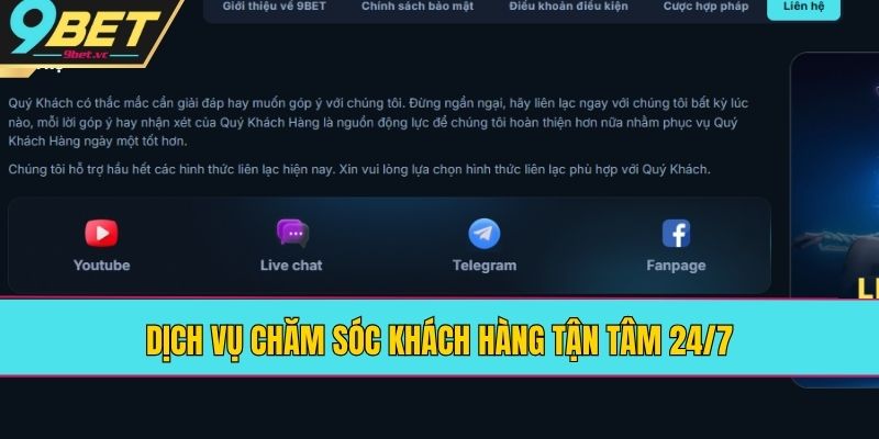 Dịch vụ chăm sóc khách hàng tận tâm 24/7
